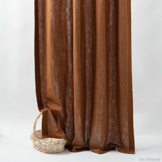 Brown Cozy Curtains | Made from Soft and Semi-Sheer 100% Organic Cotton Muslin Fabrics
