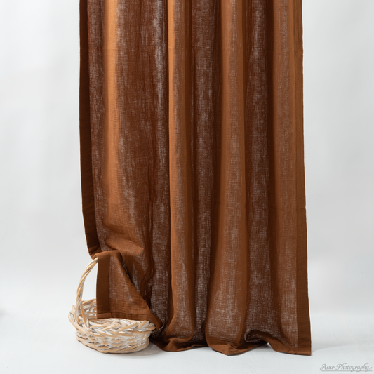 Brown Cozy Curtains | Made from Soft and Semi-Sheer 100% Organic Cotton Muslin Fabrics