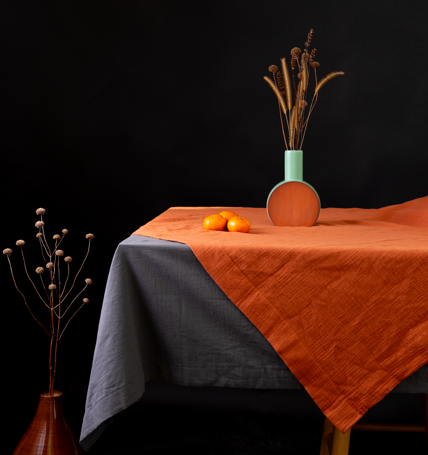 Slate Gray Tablecloth | Grey Table Cloth | %100 Natural Organic Cotton&Linen Blend Fabric