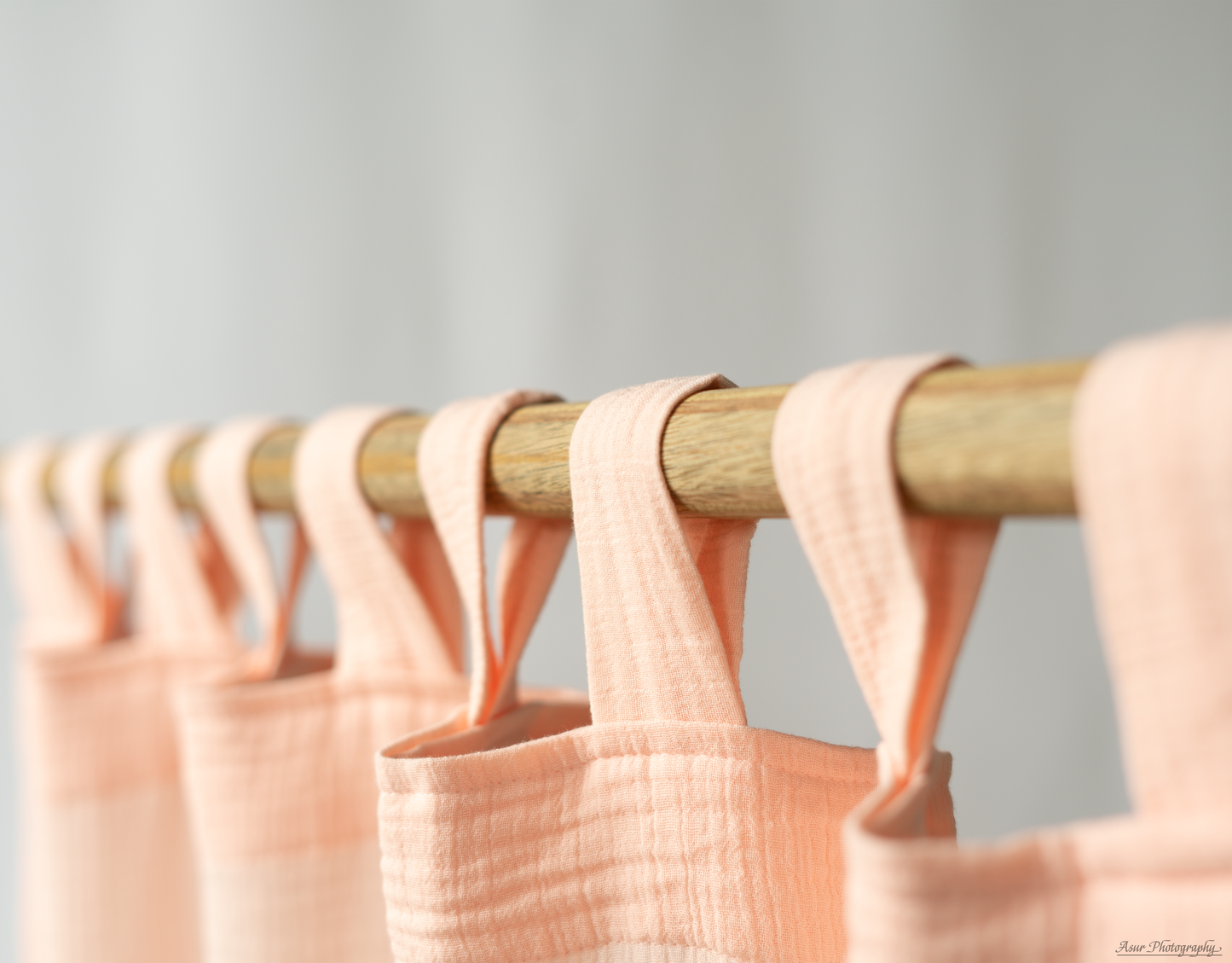 Salmon Boho Curtains | Made from Soft and Semi-Sheer 100% Organic Cotton Muslin Fabric