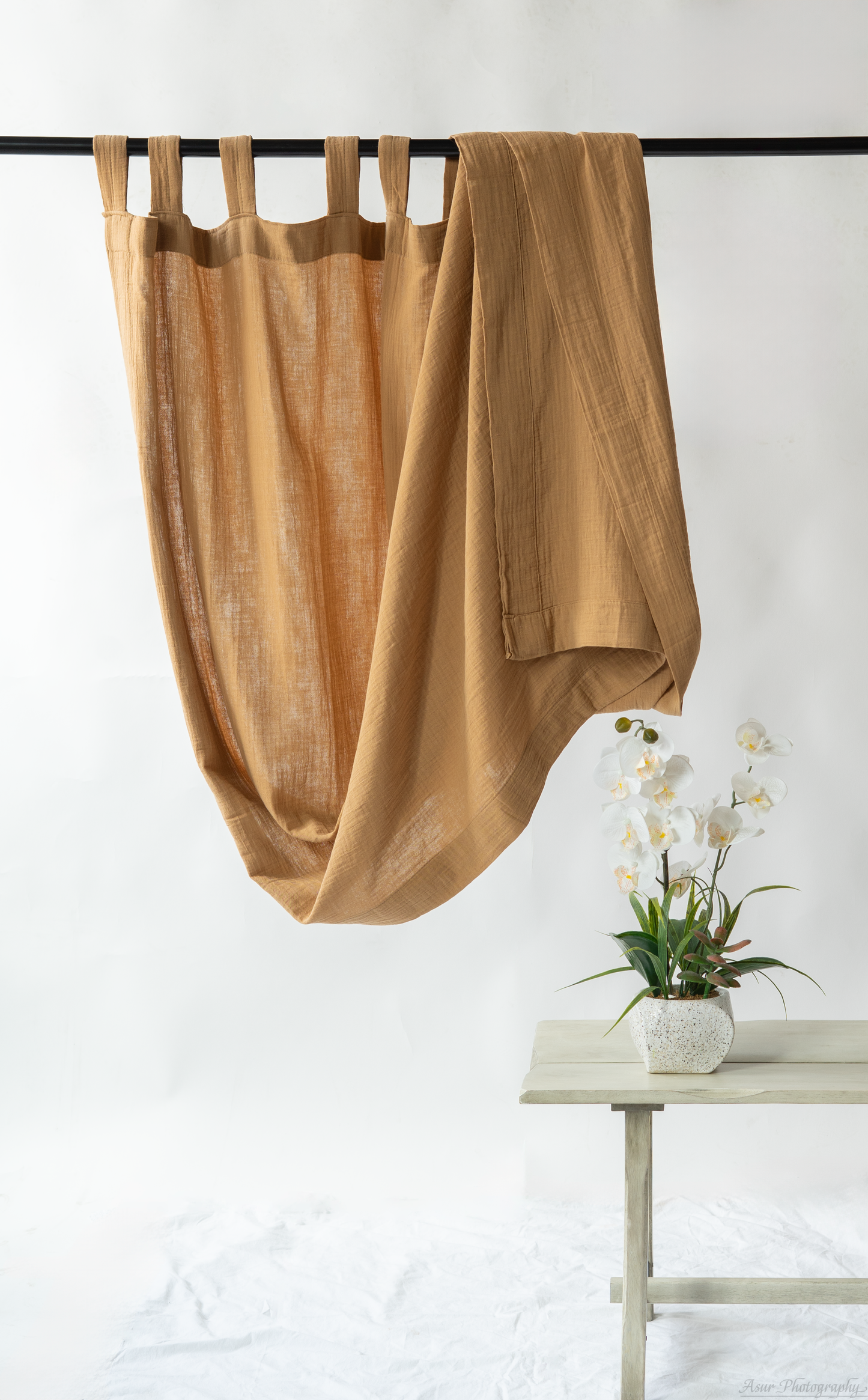 Camel Muslin Curtains | Tan Cozy Curtains | Made from Soft and Semi-Sheer 100% Organic Cotton Muslin Fabrics