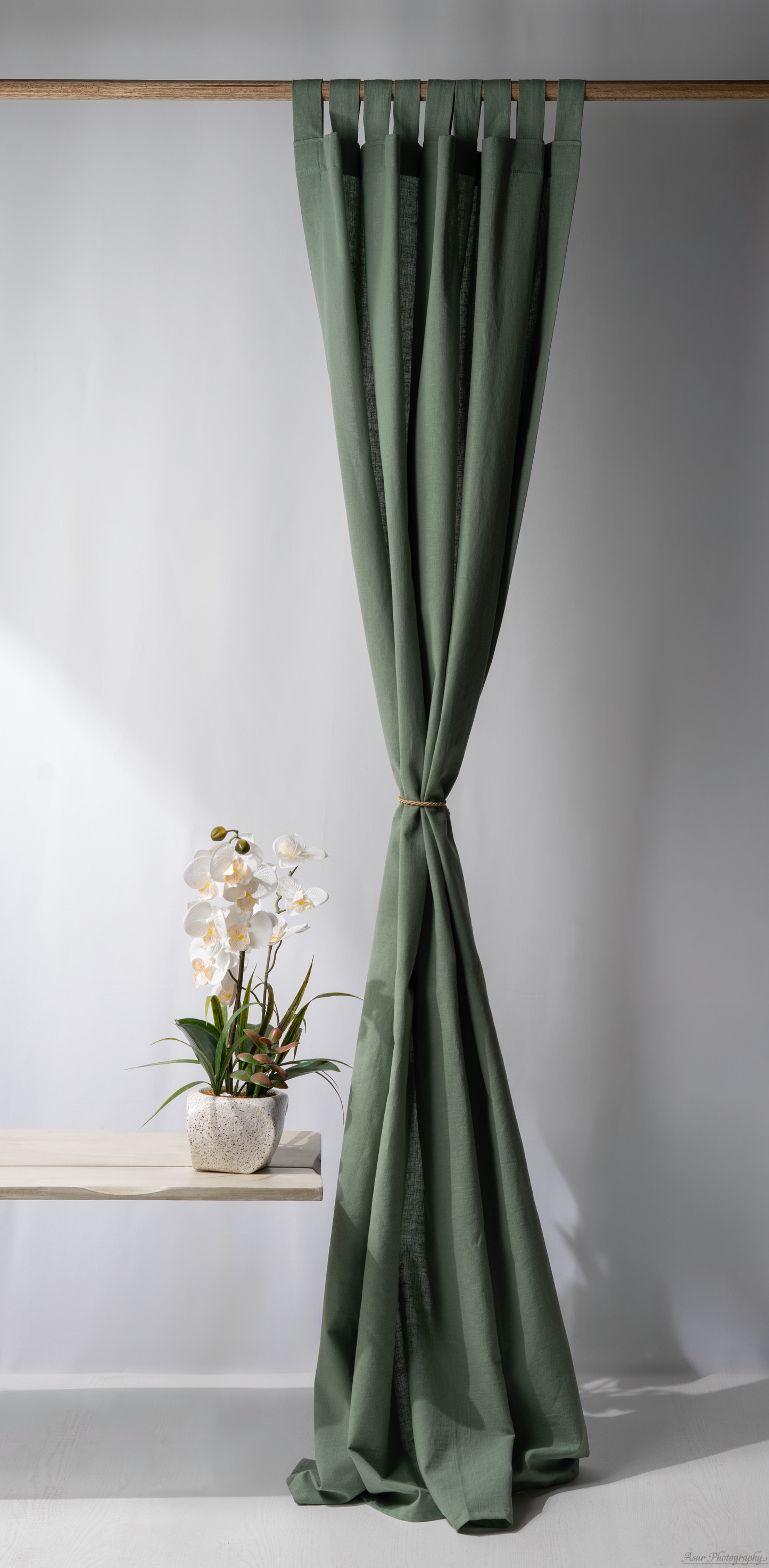 Khaki Curtains | Green Curtains | Made from Soft and Semi-Sheer 100% Organic Cotton Linen Blend Fabrics