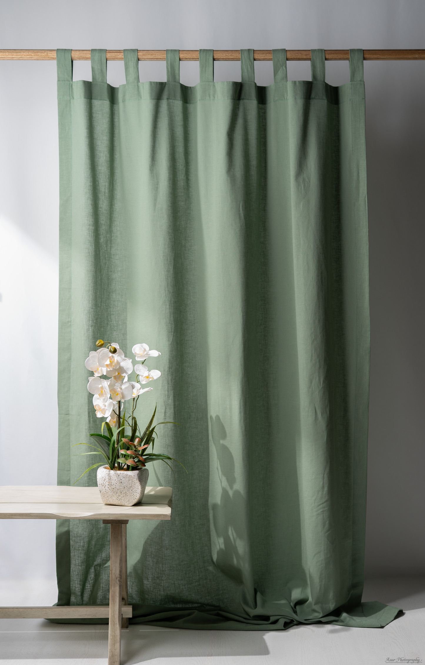Khaki Curtains | Green Curtains | Made from Soft and Semi-Sheer 100% Organic Cotton Linen Blend Fabrics