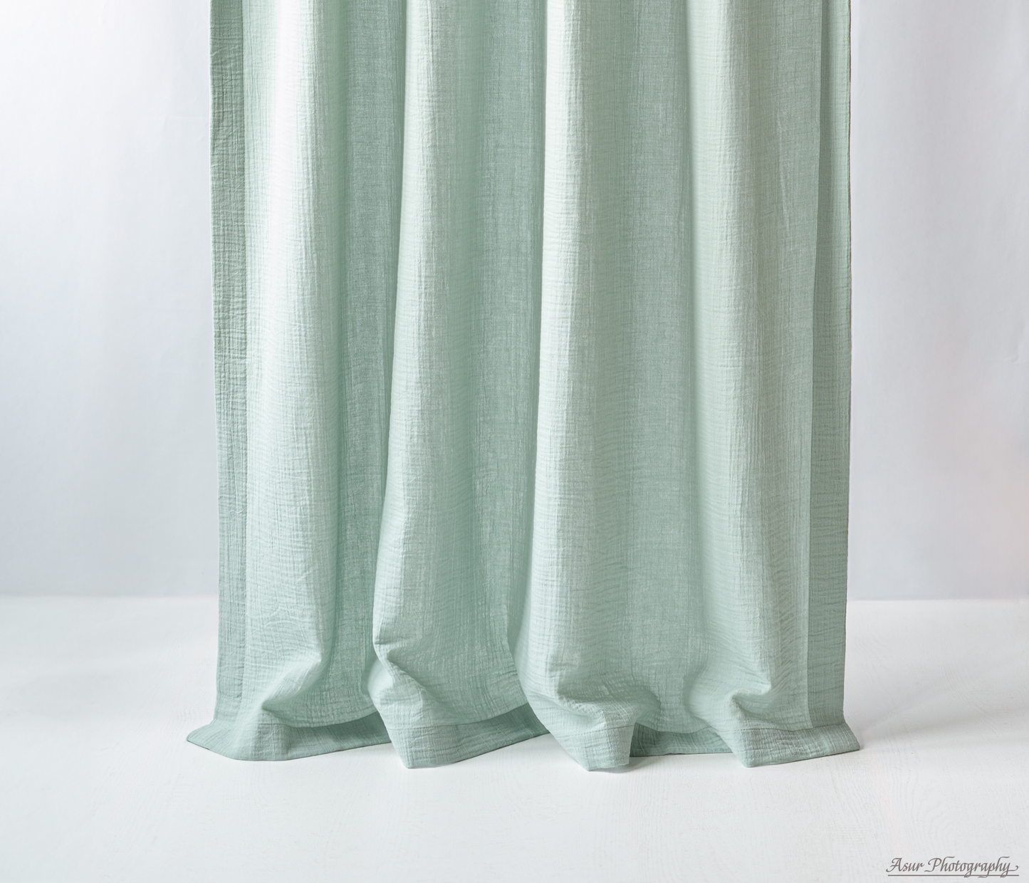 Blue Green Boho Curtains | From Soft And Semi-Sheer %100 Organic Cotton Muslin Fabric
