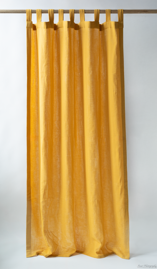 Mustard Yellow Curtains | From Soft And Semi-Sheer %100 Organic Cotton Muslin