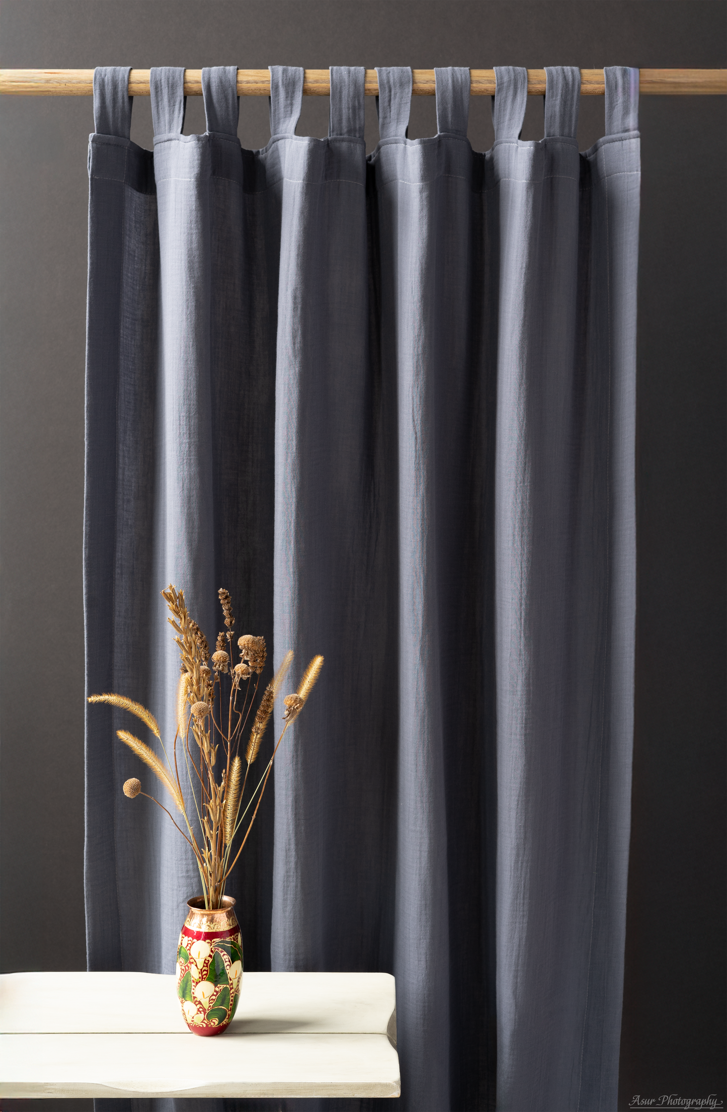 Slate Grey Curtains | Gray Cozy Curtains | Made from Soft and Semi-Sheer 100% Organic Cotton Muslin Fabrics