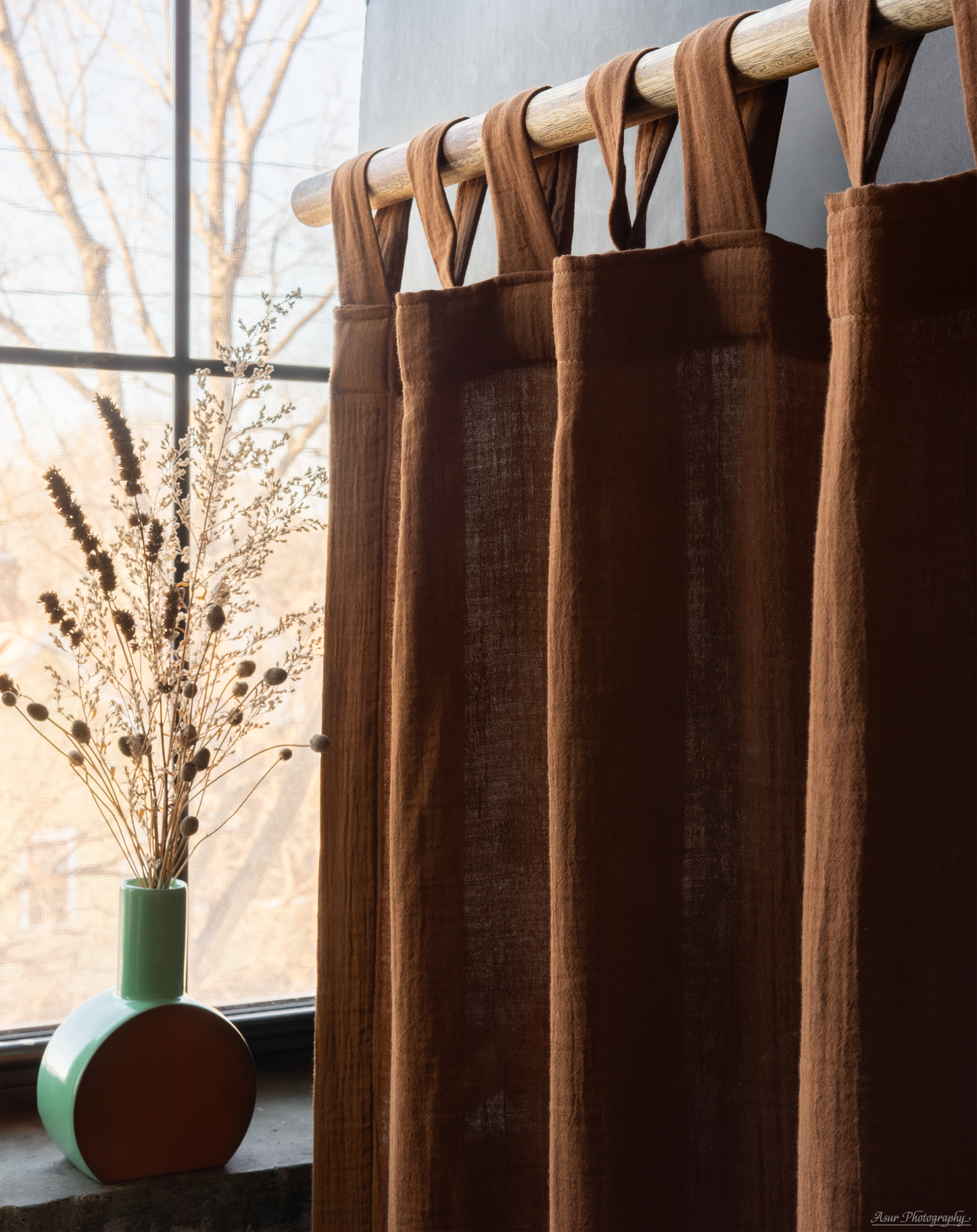 Brown Cozy Curtains | Made from Soft and Semi-Sheer 100% Organic Cotton Muslin Fabrics