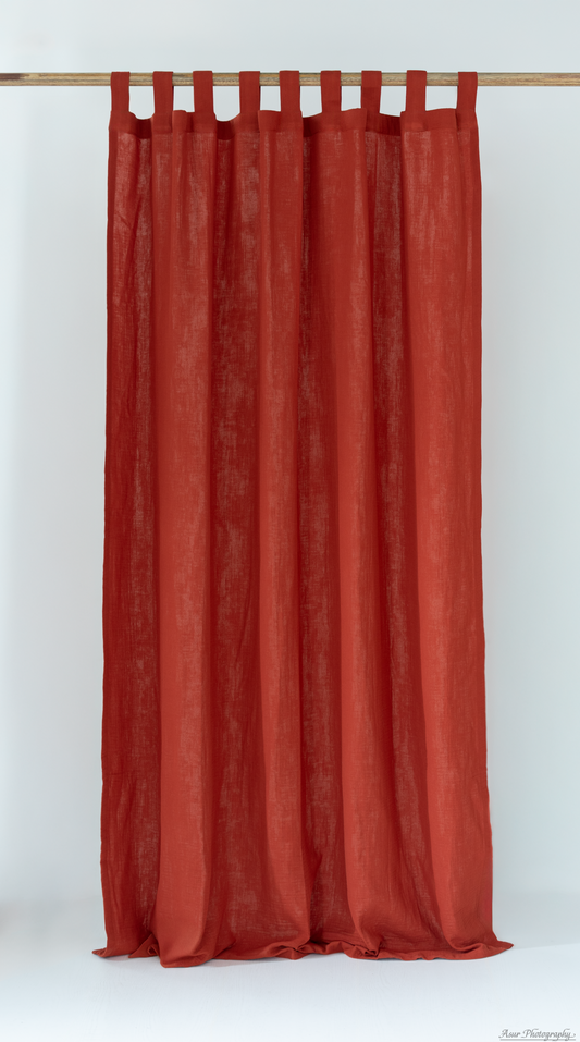 Brick Red Curtains | Burnt Red Cozy Curtains | Made from Soft and Semi-Sheer 100% Organic Cotton Muslin Fabrics