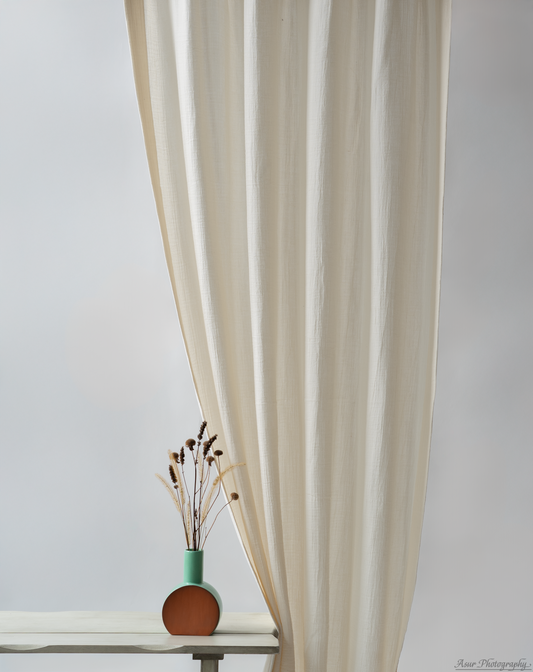 Ivory Curtains | Made from Soft and Semi-Sheer 100% Organic Cotton Muslin Fabric