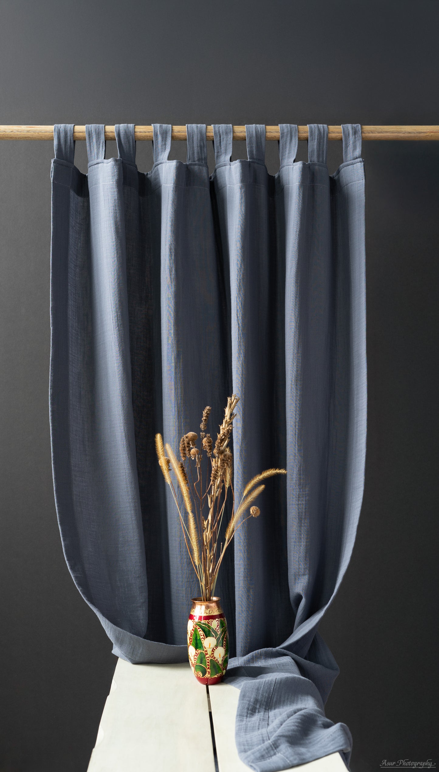 Slate Grey Curtains | Gray Cozy Curtains | Made from Soft and Semi-Sheer 100% Organic Cotton Muslin Fabrics
