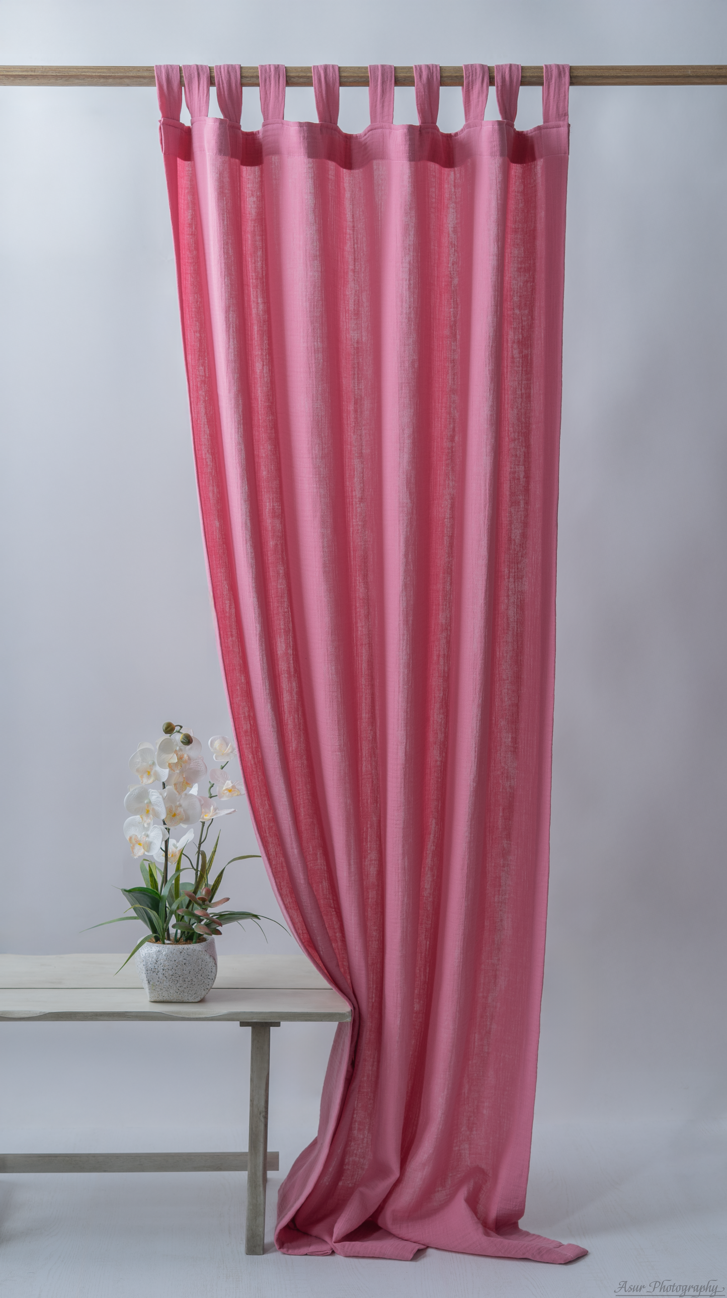 Rose Pink Curtains | Rose Cozy Curtains | Made from Soft and Semi-Sheer 100% Organic Cotton Muslin Fabrics