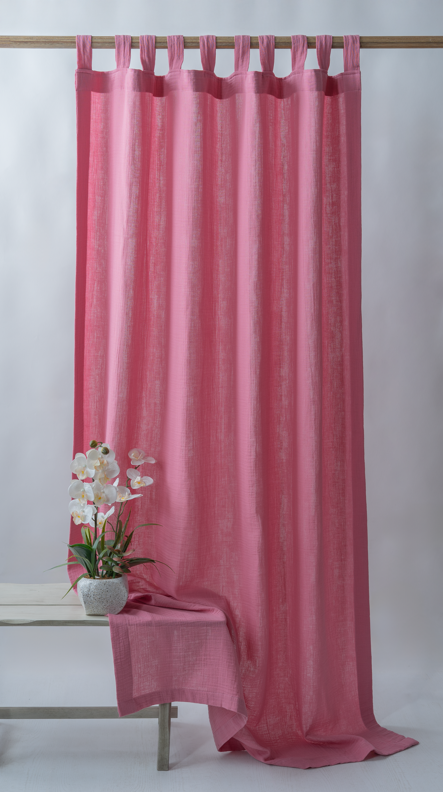 Rose Pink Curtains | Rose Cozy Curtains | Made from Soft and Semi-Sheer 100% Organic Cotton Muslin Fabrics