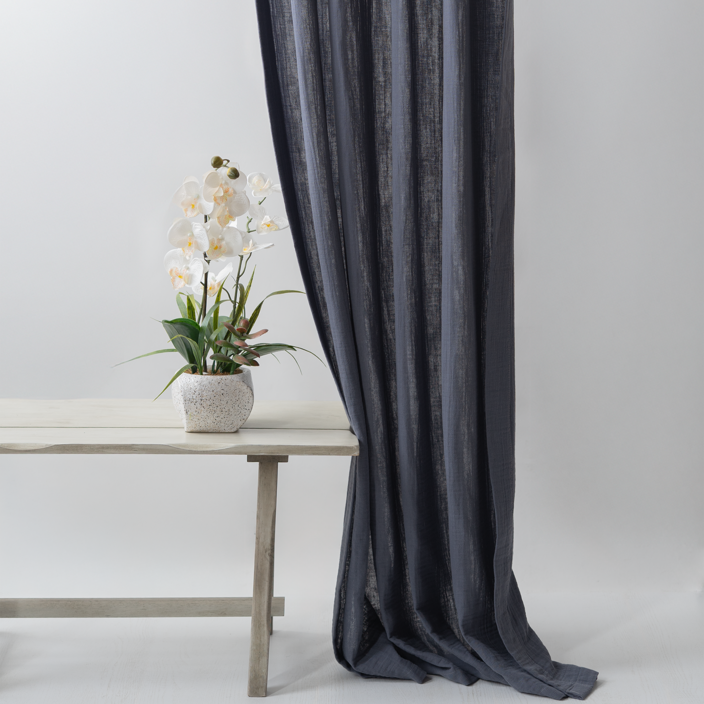 Slate Grey Curtains | Gray Cozy Curtains | Made from Soft and Semi-Sheer 100% Organic Cotton Muslin Fabrics