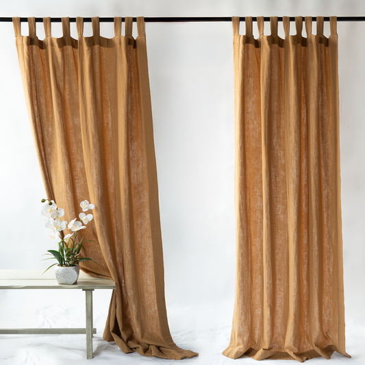 Camel Muslin Curtains | Tan Cozy Curtains | Made from Soft and Semi-Sheer 100% Organic Cotton Muslin Fabrics