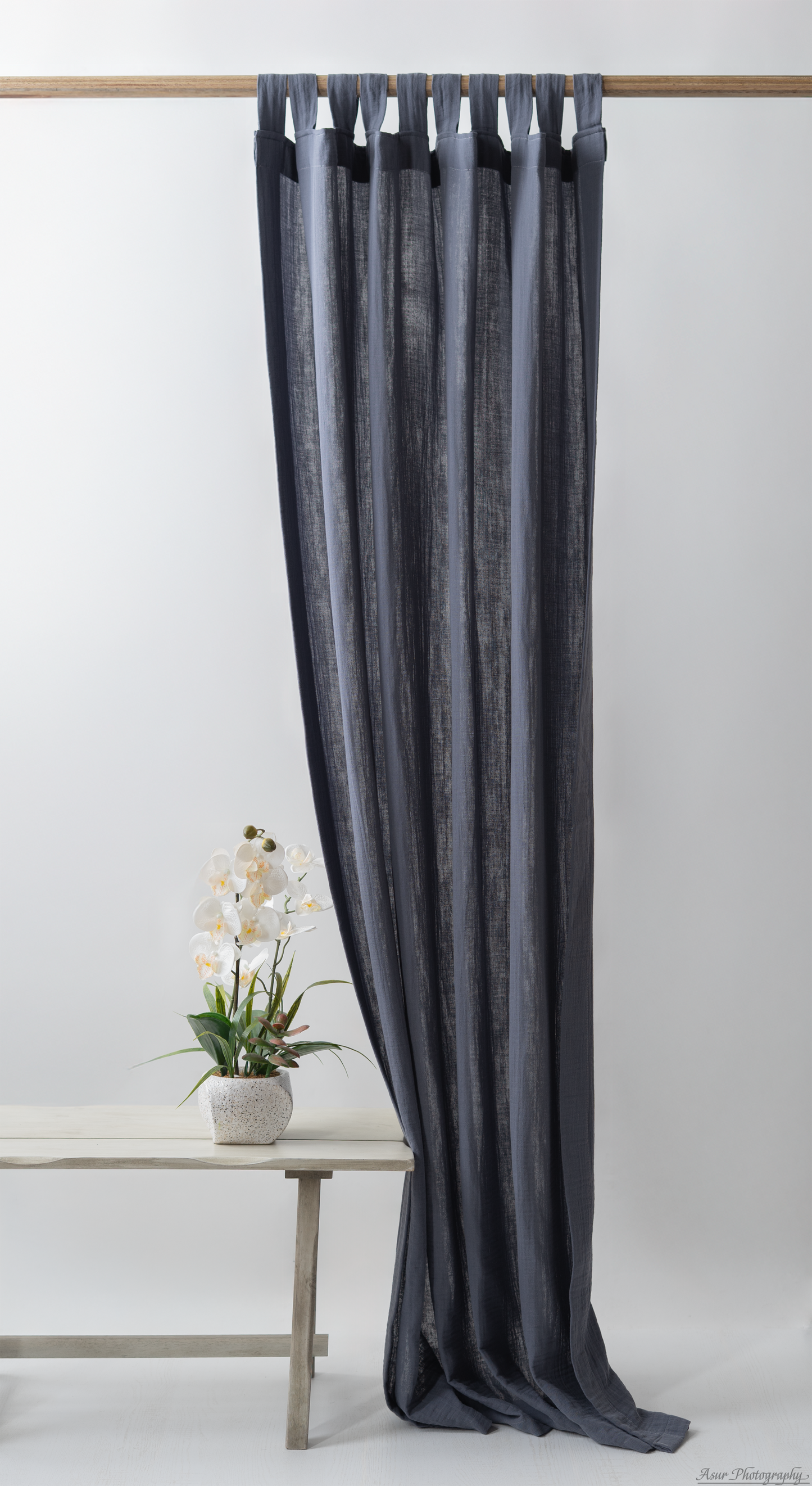 Slate Grey Curtains | Gray Cozy Curtains | Made from Soft and Semi-Sheer 100% Organic Cotton Muslin Fabrics