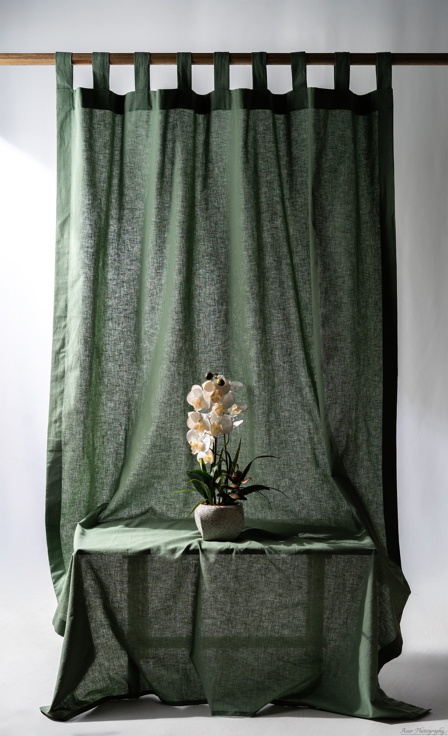 Khaki Curtains | Green Curtains | Made from Soft and Semi-Sheer 100% Organic Cotton Linen Blend Fabrics