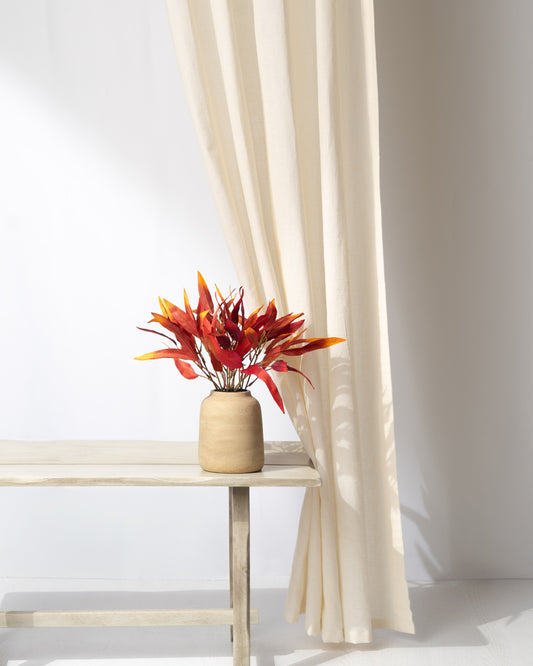 Off White Cotton Linen Curtain