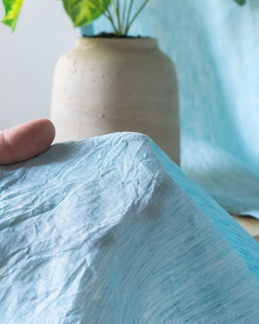 Aqua Linen Curtain | Light Weight | Yarn Dyed