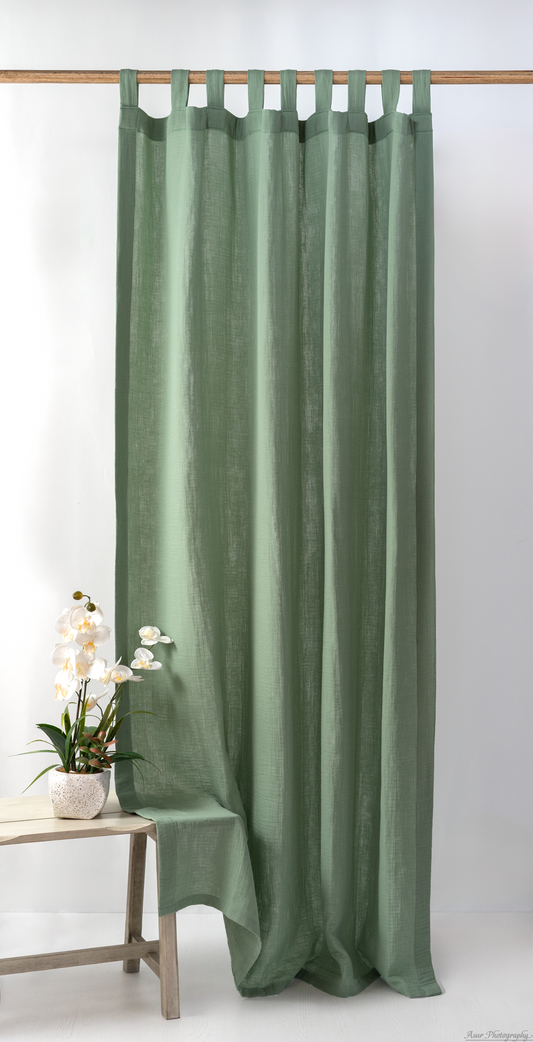 Light Khaki Green Curtains | Made from Soft and Semi-Sheer 100% Organic Cotton Muslin Fabric