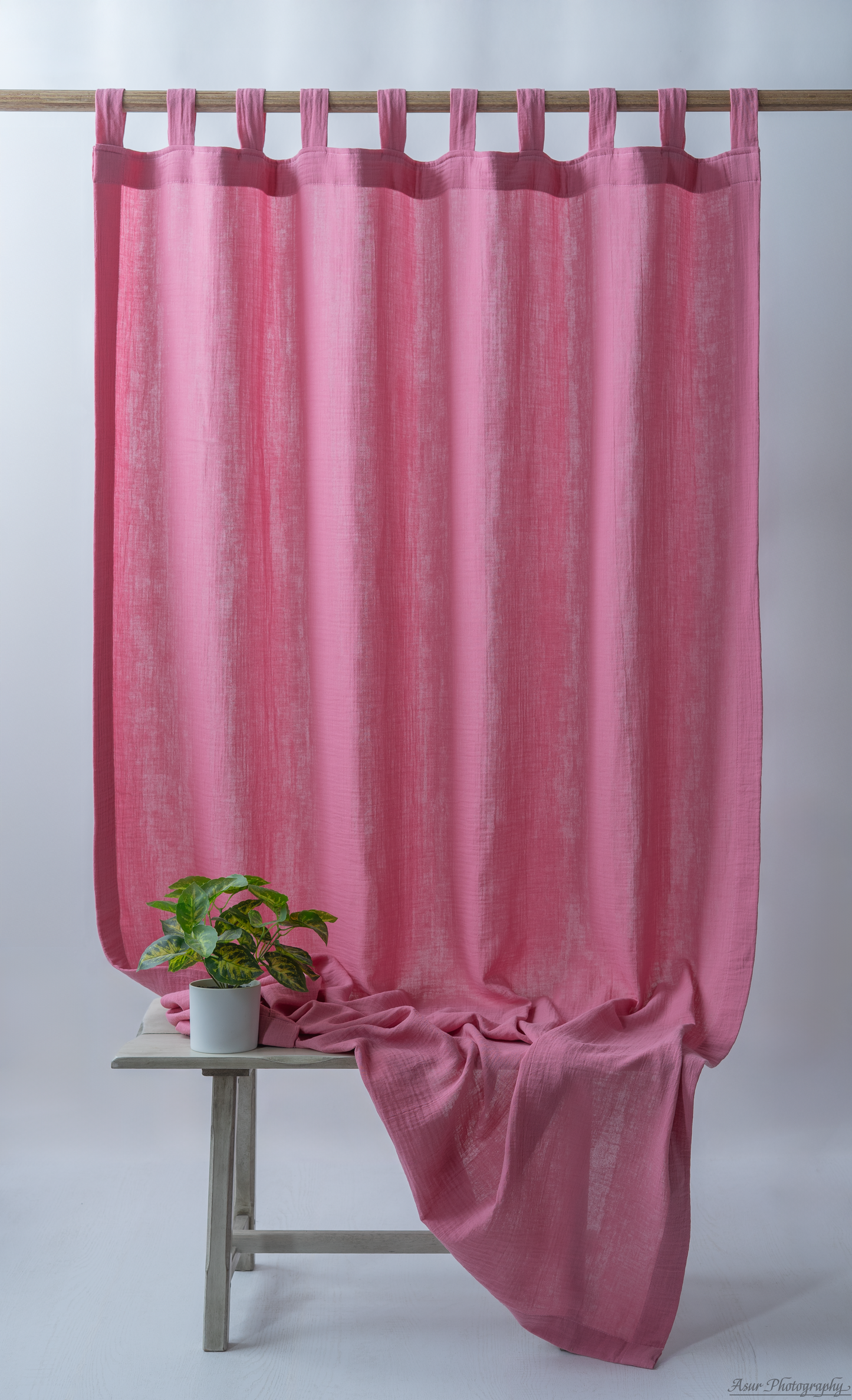 Rose Pink Curtains | Rose Cozy Curtains | Made from Soft and Semi-Sheer 100% Organic Cotton Muslin Fabrics