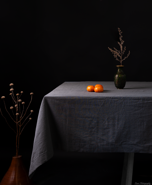 Slate Gray Tablecloth | Grey Table Cloth | %100 Natural Organic Cotton&Linen Blend Fabric