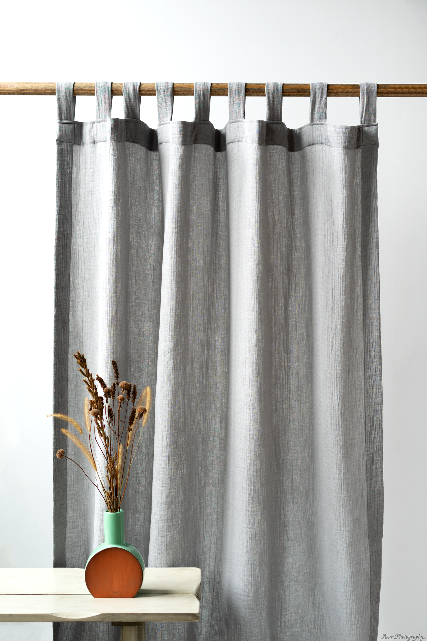 Light Grey Boho Curtains | Made from Soft and Semi-Sheer 100% Organic Cotton Muslin Fabric