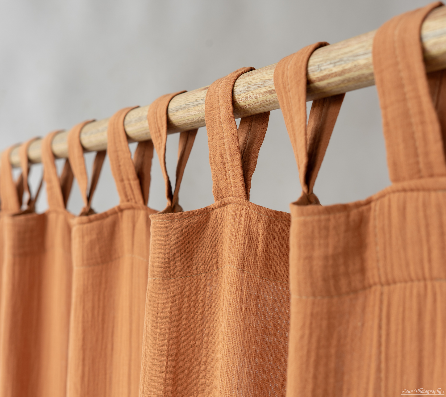Terracotta Muslin Curtains | Sienna Color Curtains | Made from Soft and Semi-Sheer 100% Organic Cotton Muslin Fabrics
