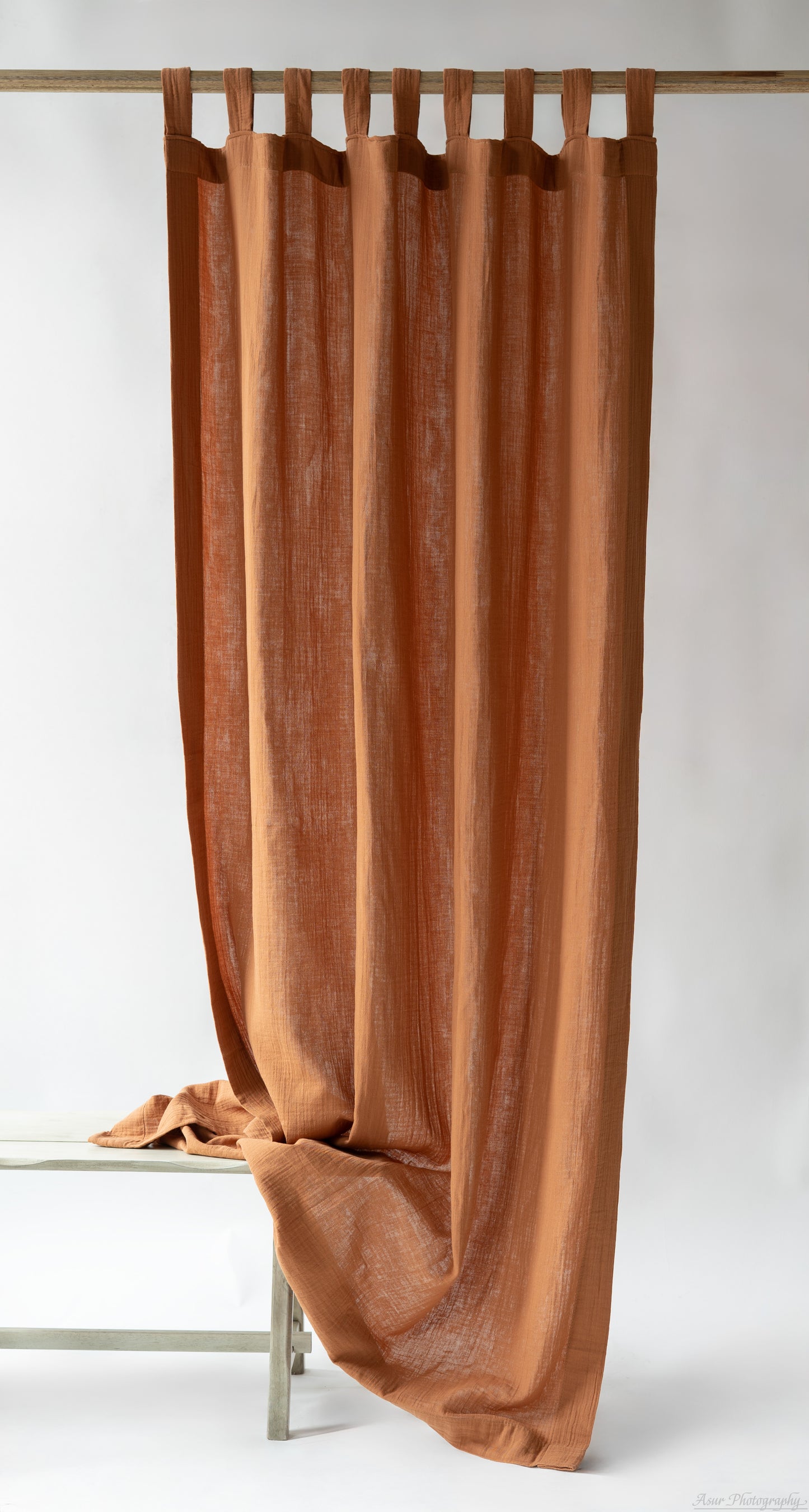 Terracotta Muslin Curtains | Sienna Color Curtains | Made from Soft and Semi-Sheer 100% Organic Cotton Muslin Fabrics