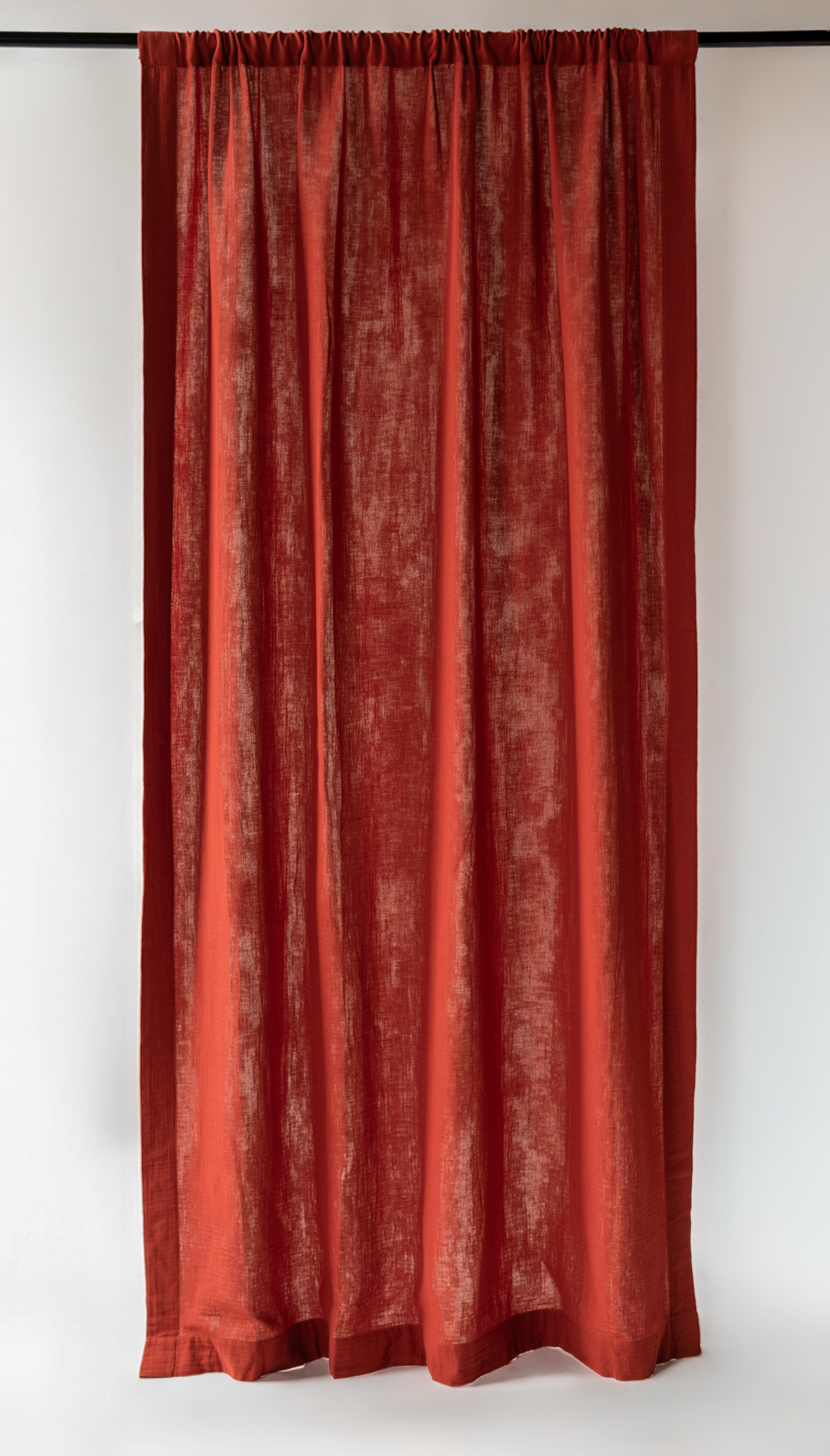 Brick Red Curtains | Burnt Red Cozy Curtains | Made from Soft and Semi-Sheer 100% Organic Cotton Muslin Fabrics