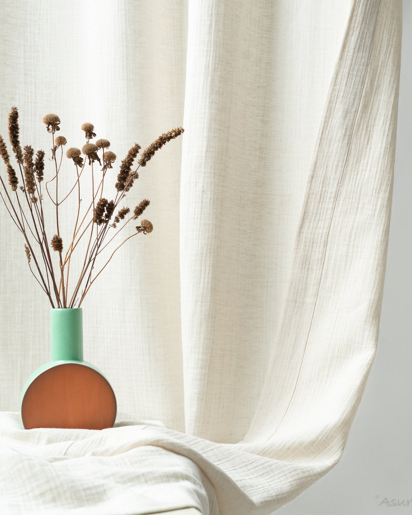 Undyed Cotton Linen Muslin Curtain