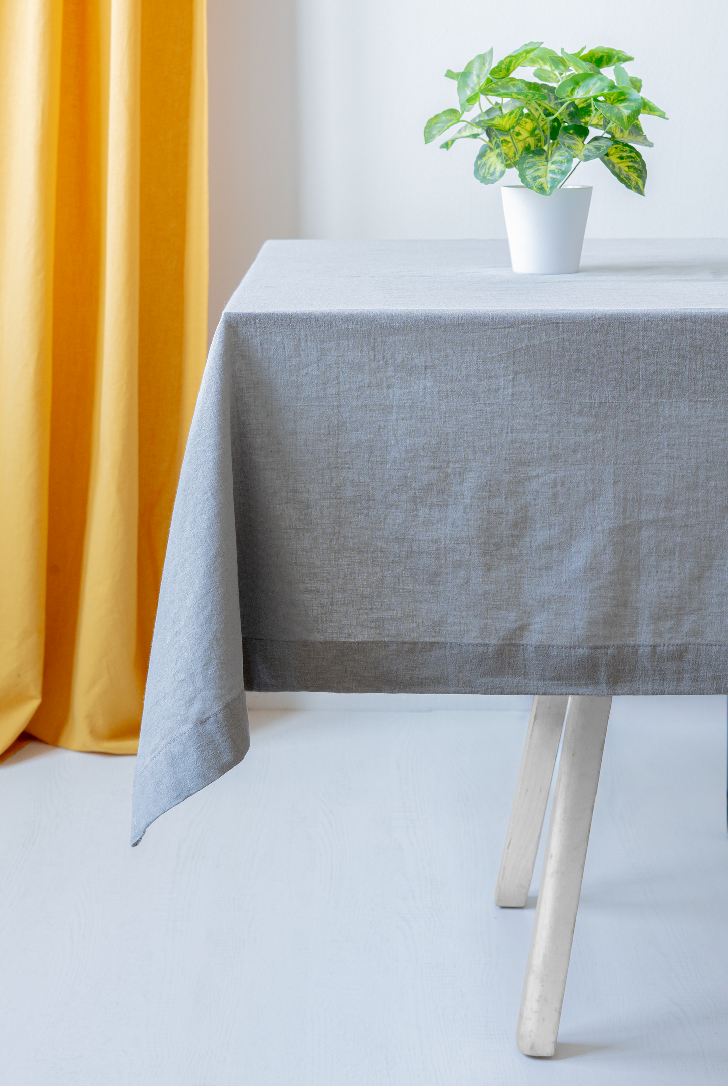 Light Grey Tablecloth | %100 Natural Organic Cotton&Linen Blend Fabric