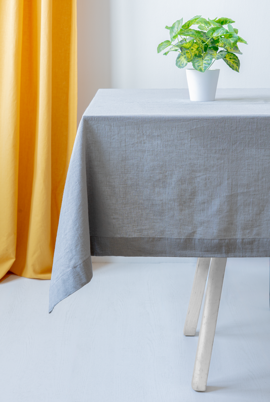 Light Grey Tablecloth | %100 Natural Organic Cotton&Linen Blend Fabric