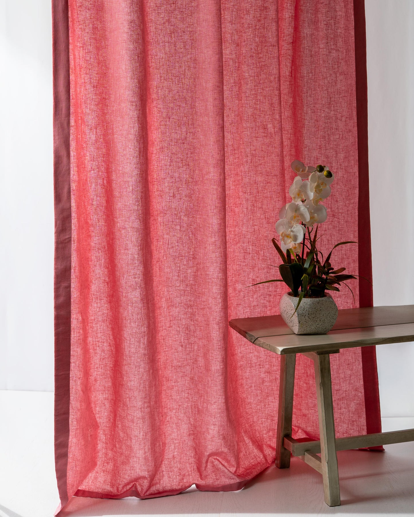 Rose Pink Cotton Linen Curtain