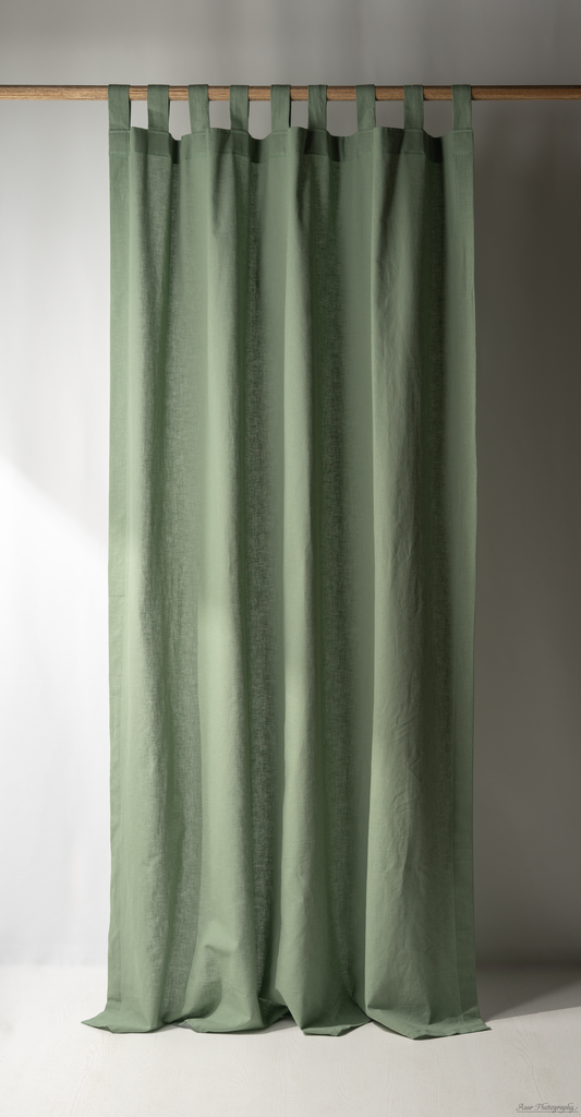 Khaki Curtains | Green Curtains | Made from Soft and Semi-Sheer 100% Organic Cotton Linen Blend Fabrics