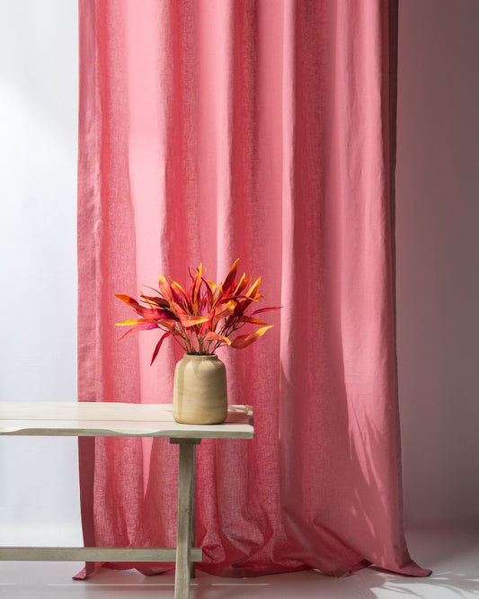Rose Pink Cotton Linen Curtain