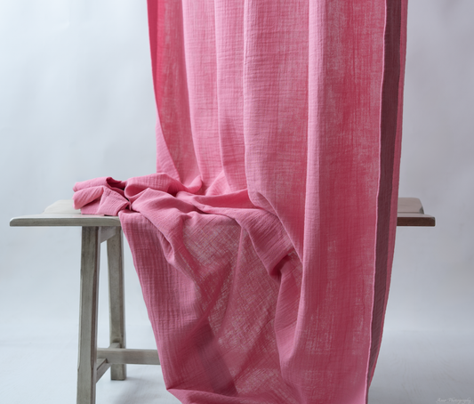 Rose Pink Curtains | Rose Cozy Curtains | Made from Soft and Semi-Sheer 100% Organic Cotton Muslin Fabrics