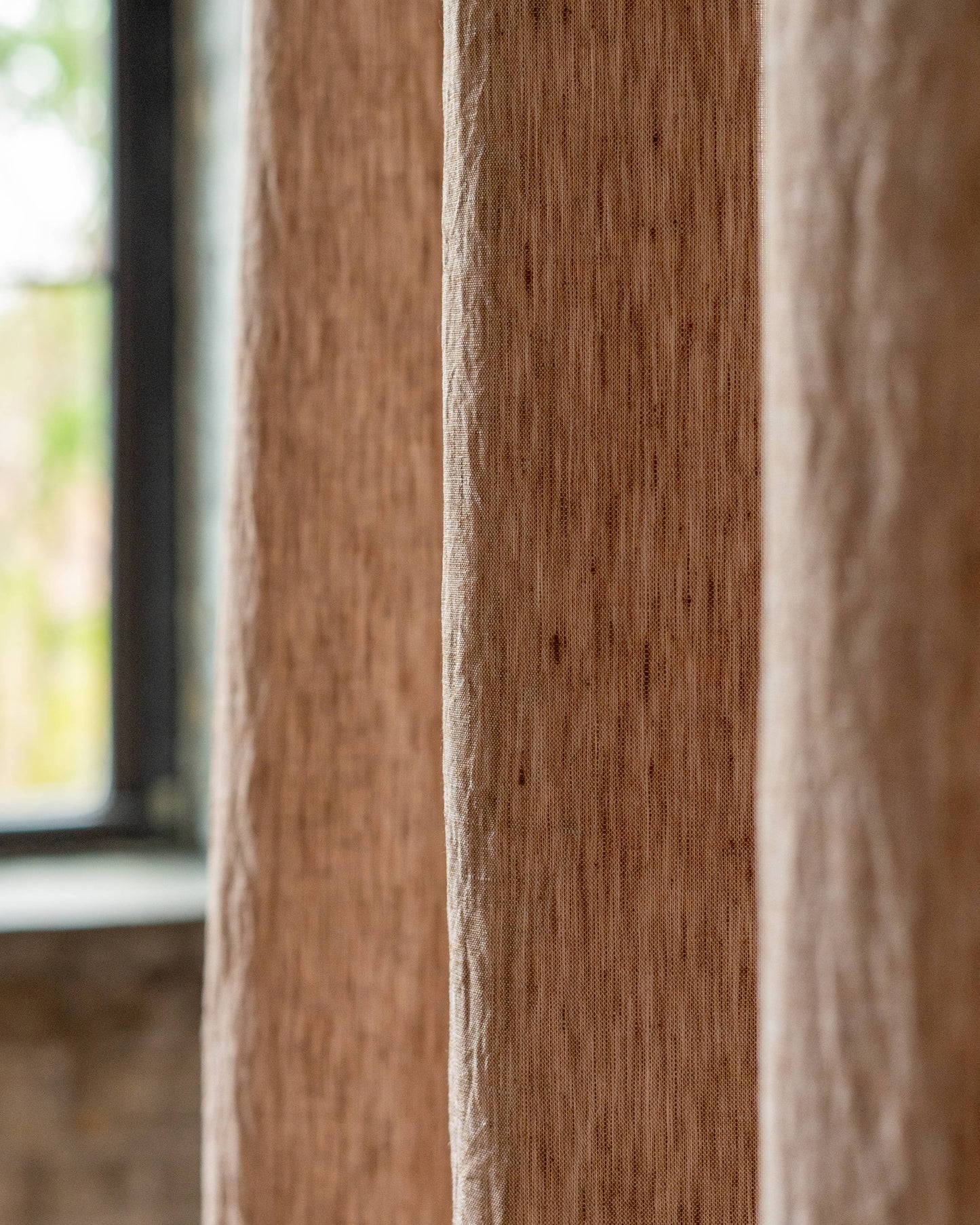 Tobacco Linen Curtain | Light Weight | Yarn Dyed