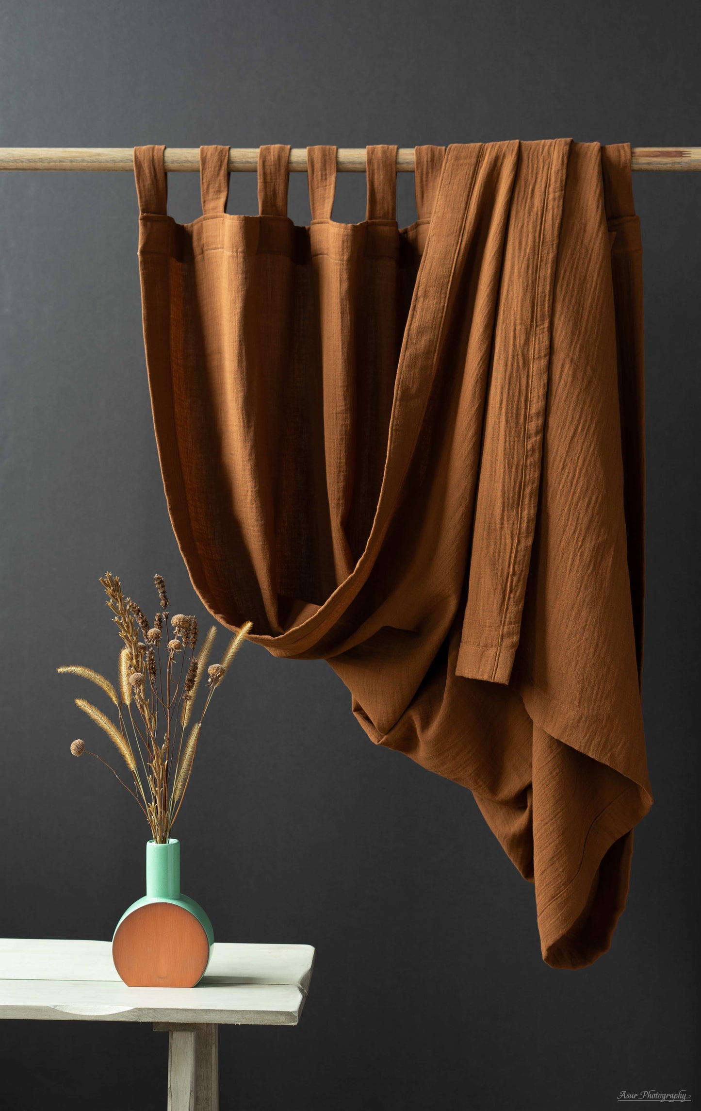 Brown Cozy Curtains | Made from Soft and Semi-Sheer 100% Organic Cotton Muslin Fabrics