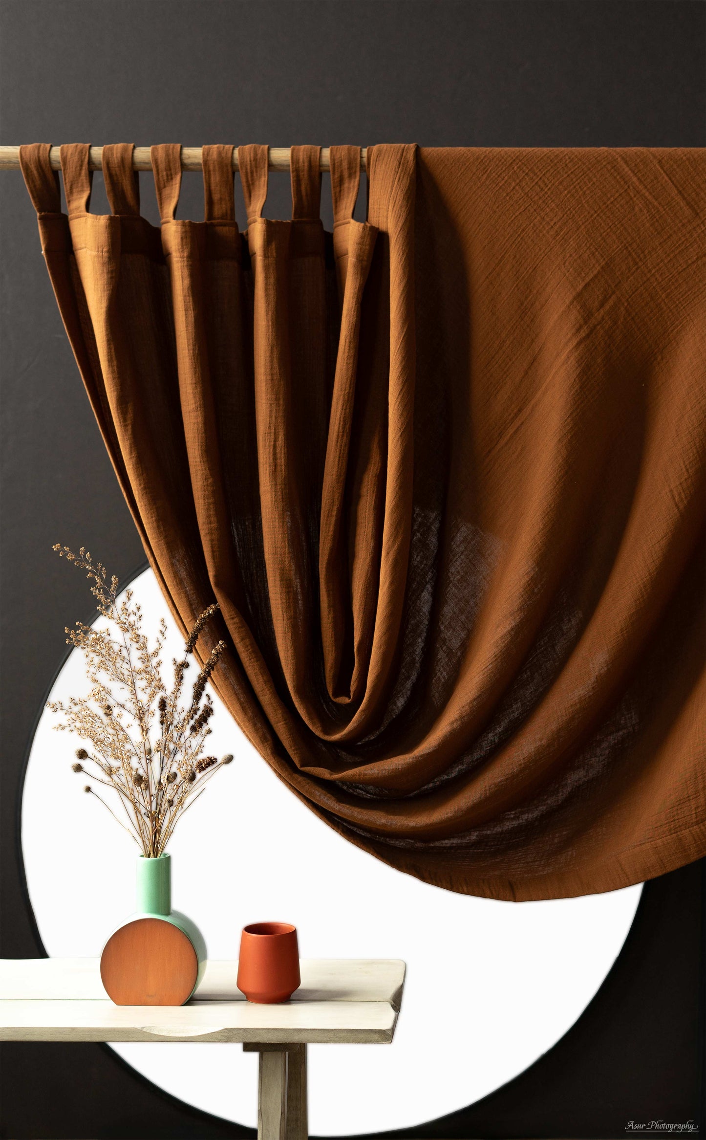 Brown Cozy Curtains | Made from Soft and Semi-Sheer 100% Organic Cotton Muslin Fabrics