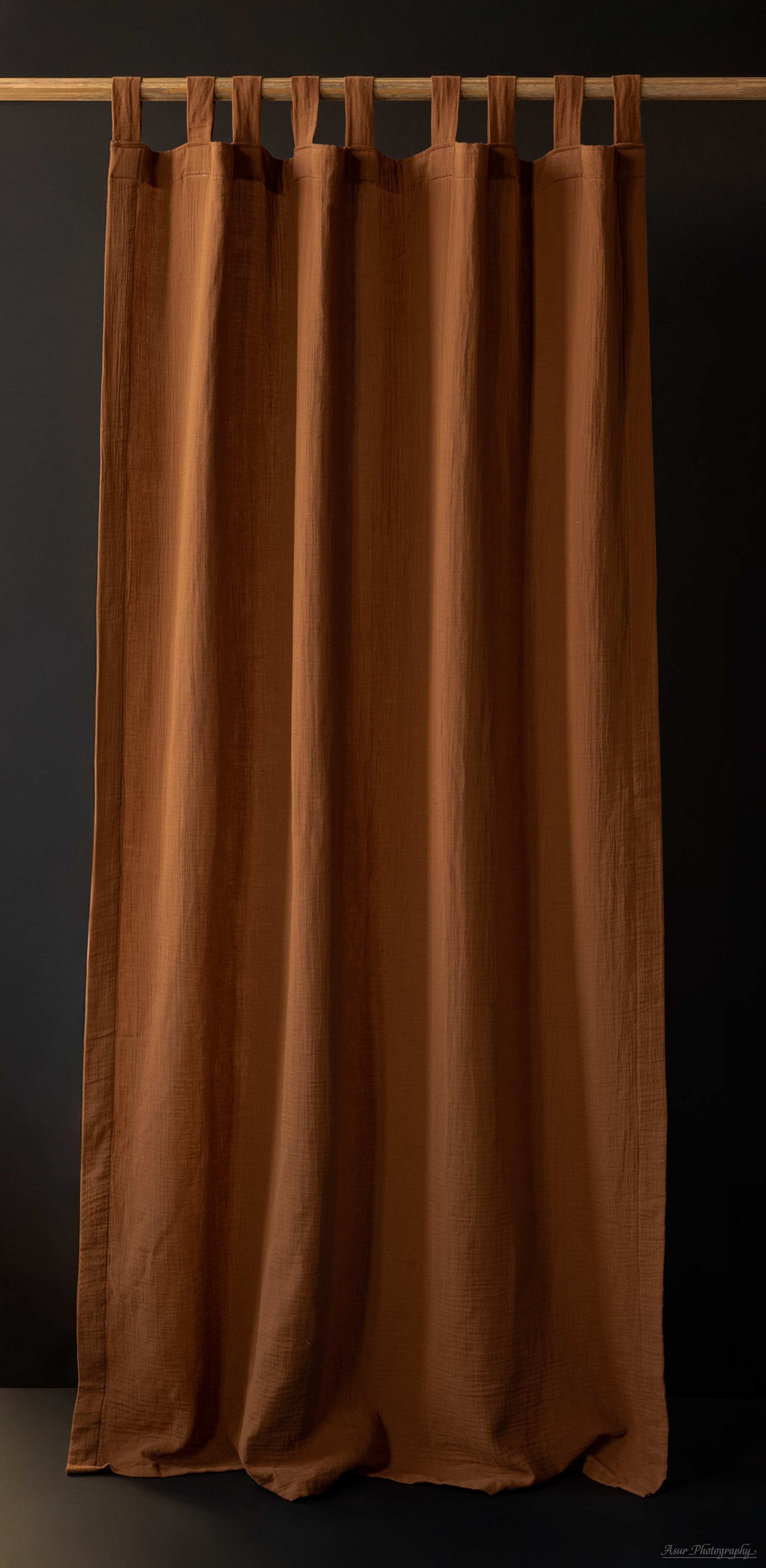 Brown Cozy Curtains | Made from Soft and Semi-Sheer 100% Organic Cotton Muslin Fabrics
