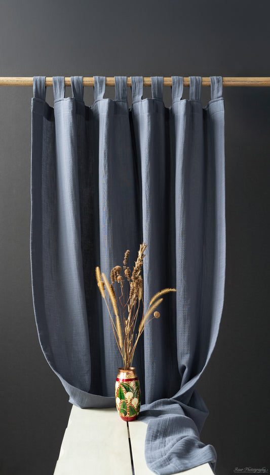 Slate Grey Curtains | Gray Cozy Curtains | Made from Soft and Semi-Sheer 100% Organic Cotton Muslin Fabrics