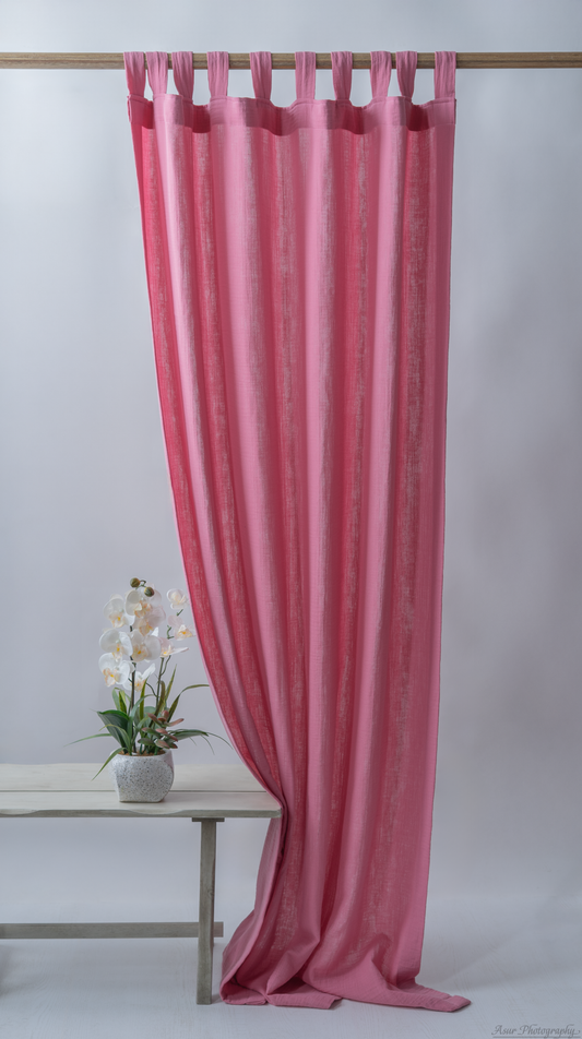 Rose Pink Curtains | Rose Cozy Curtains | Made from Soft and Semi-Sheer 100% Organic Cotton Muslin Fabrics
