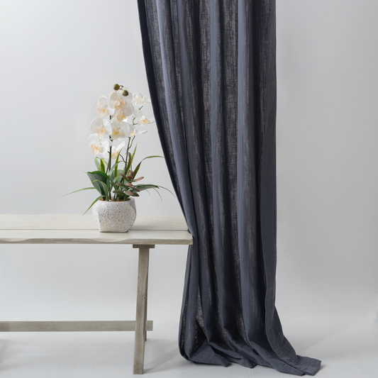 Slate Grey Curtains | Gray Cozy Curtains | Made from Soft and Semi-Sheer 100% Organic Cotton Muslin Fabrics