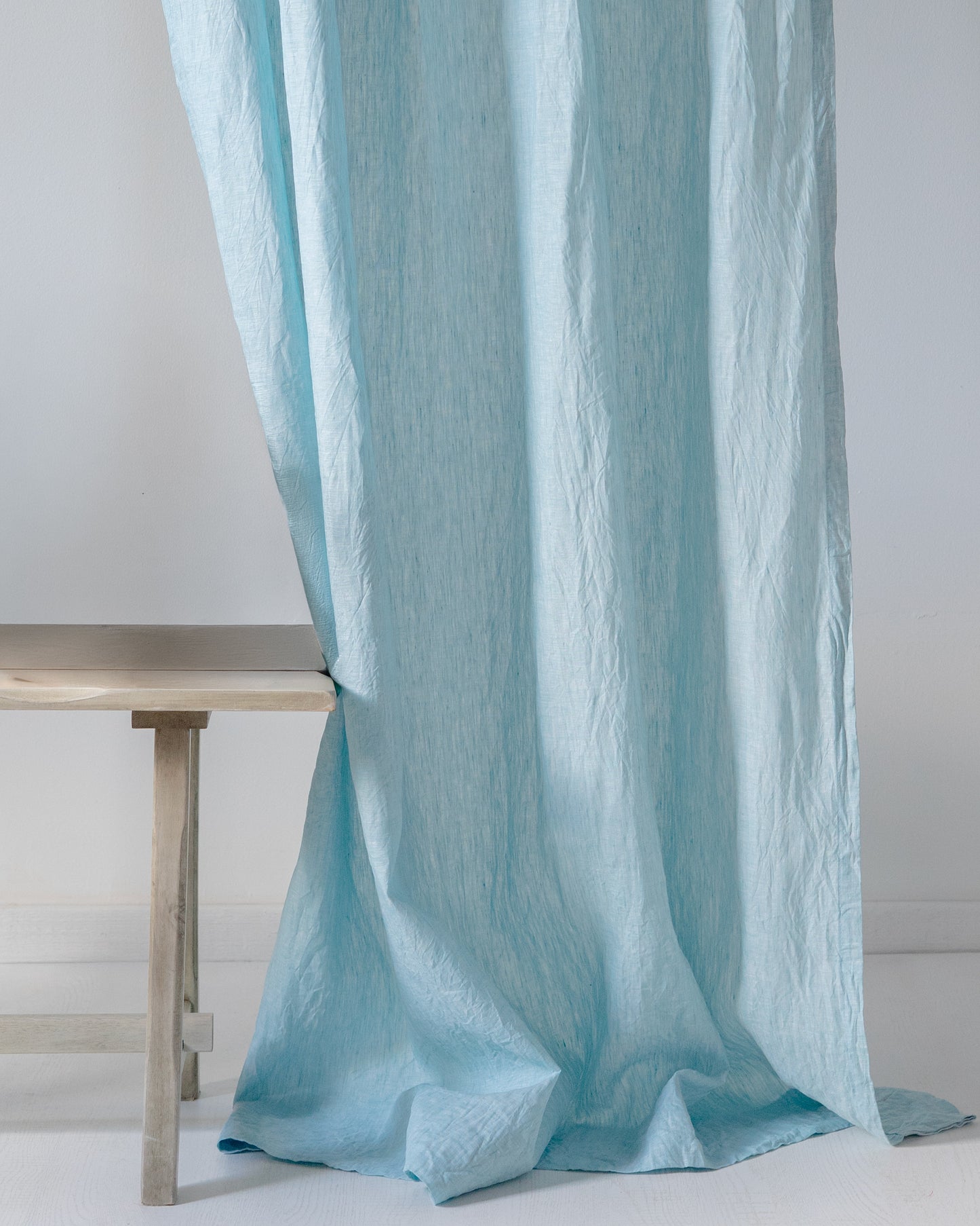 Aqua Linen Curtain | Light Weight | Yarn Dyed