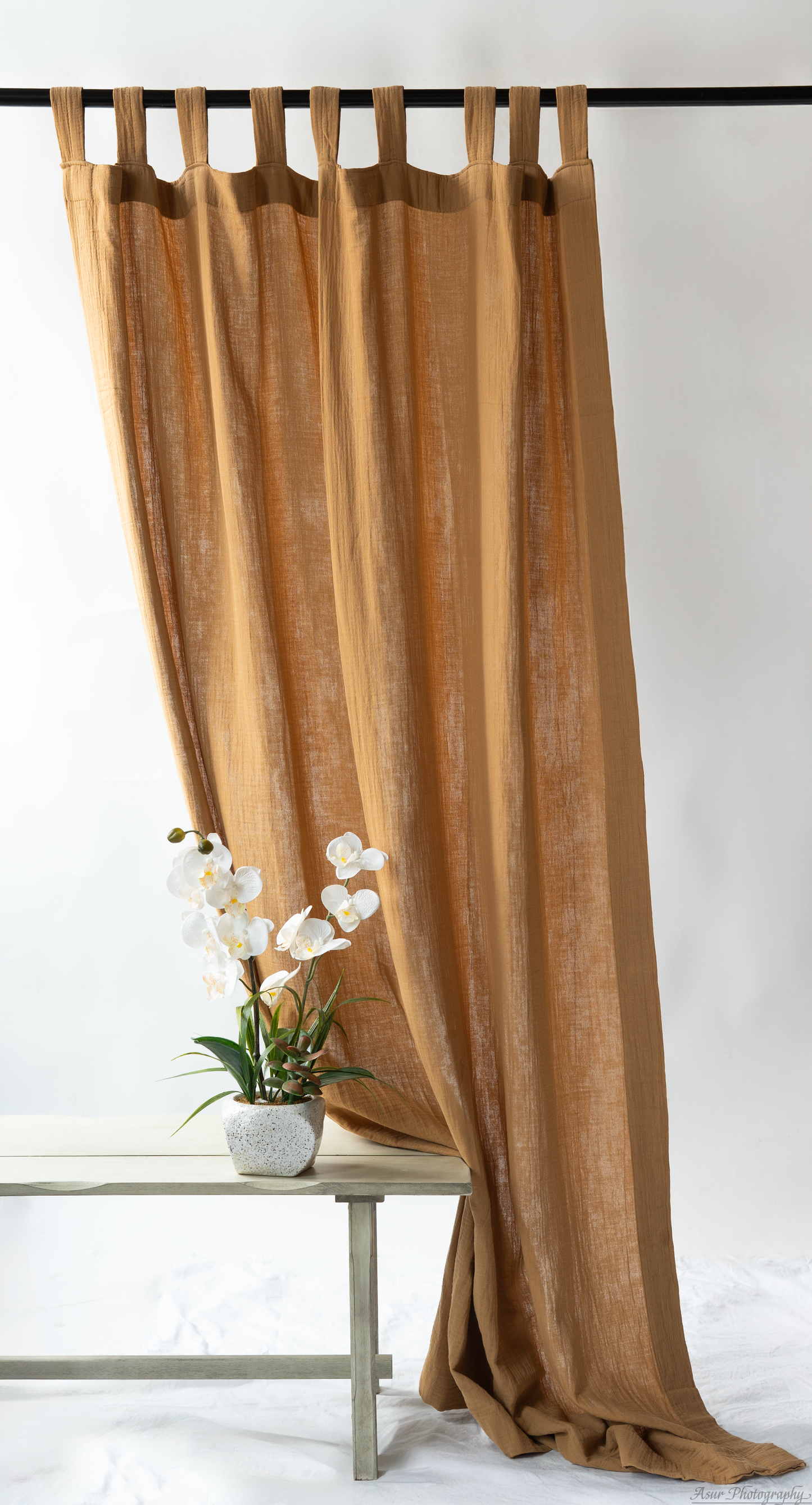 Camel Muslin Curtains | Tan Cozy Curtains | Made from Soft and Semi-Sheer 100% Organic Cotton Muslin Fabrics