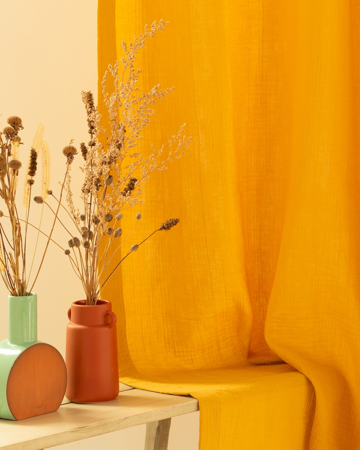 Mustard Yellow Muslin Curtains - 42/69