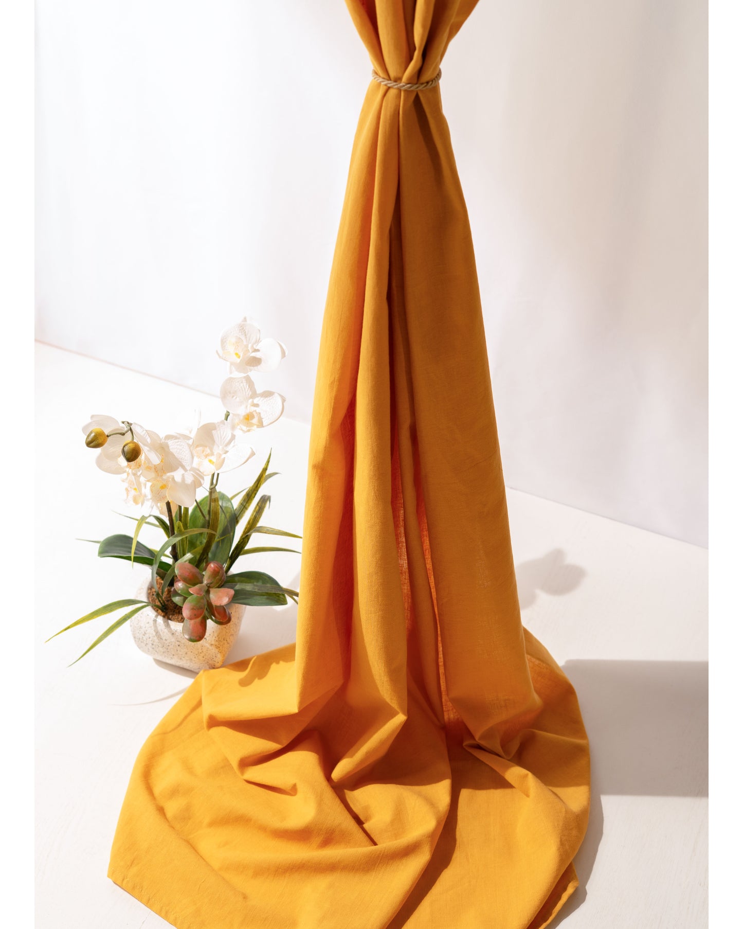 Mustard Yellow Cotton Linen Curtain