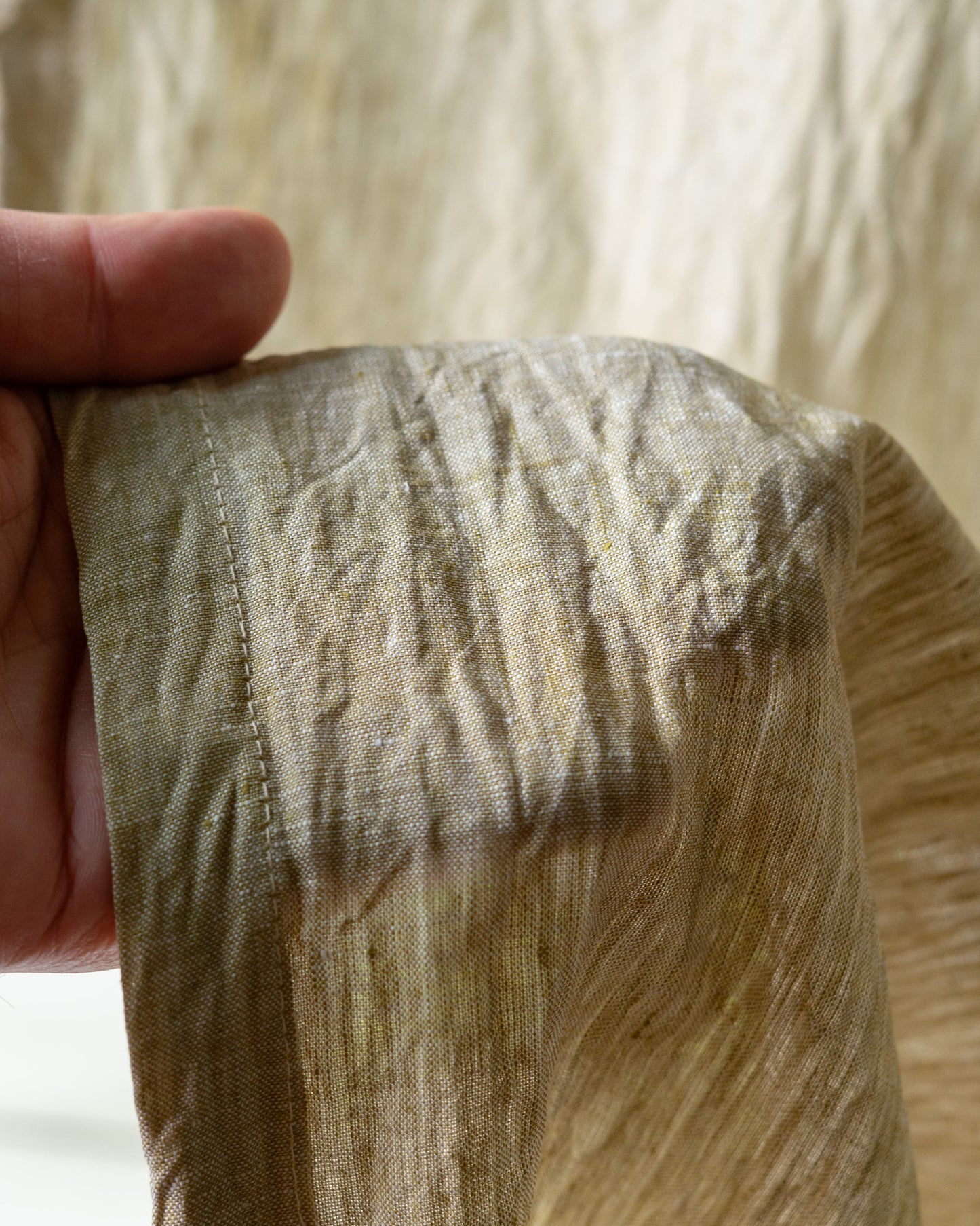 Willow Green Linen Curtain | Light Weight | Yarn Dyed