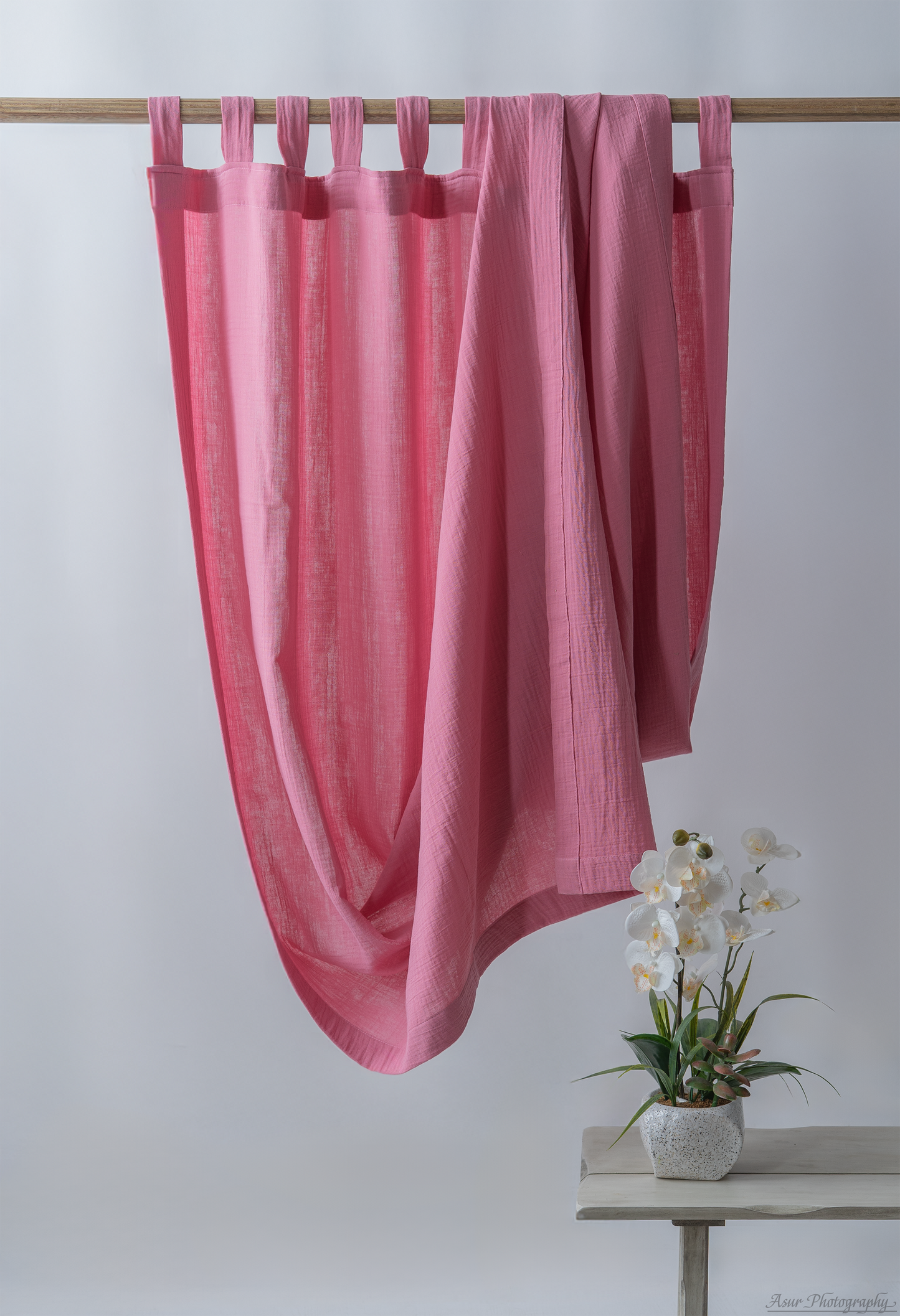Rose Pink Curtains | Rose Cozy Curtains | Made from Soft and Semi-Sheer 100% Organic Cotton Muslin Fabrics