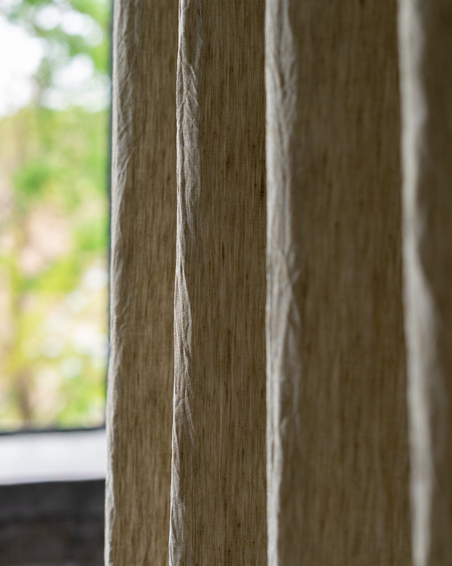 Willow Green Linen Curtain | Light Weight | Yarn Dyed